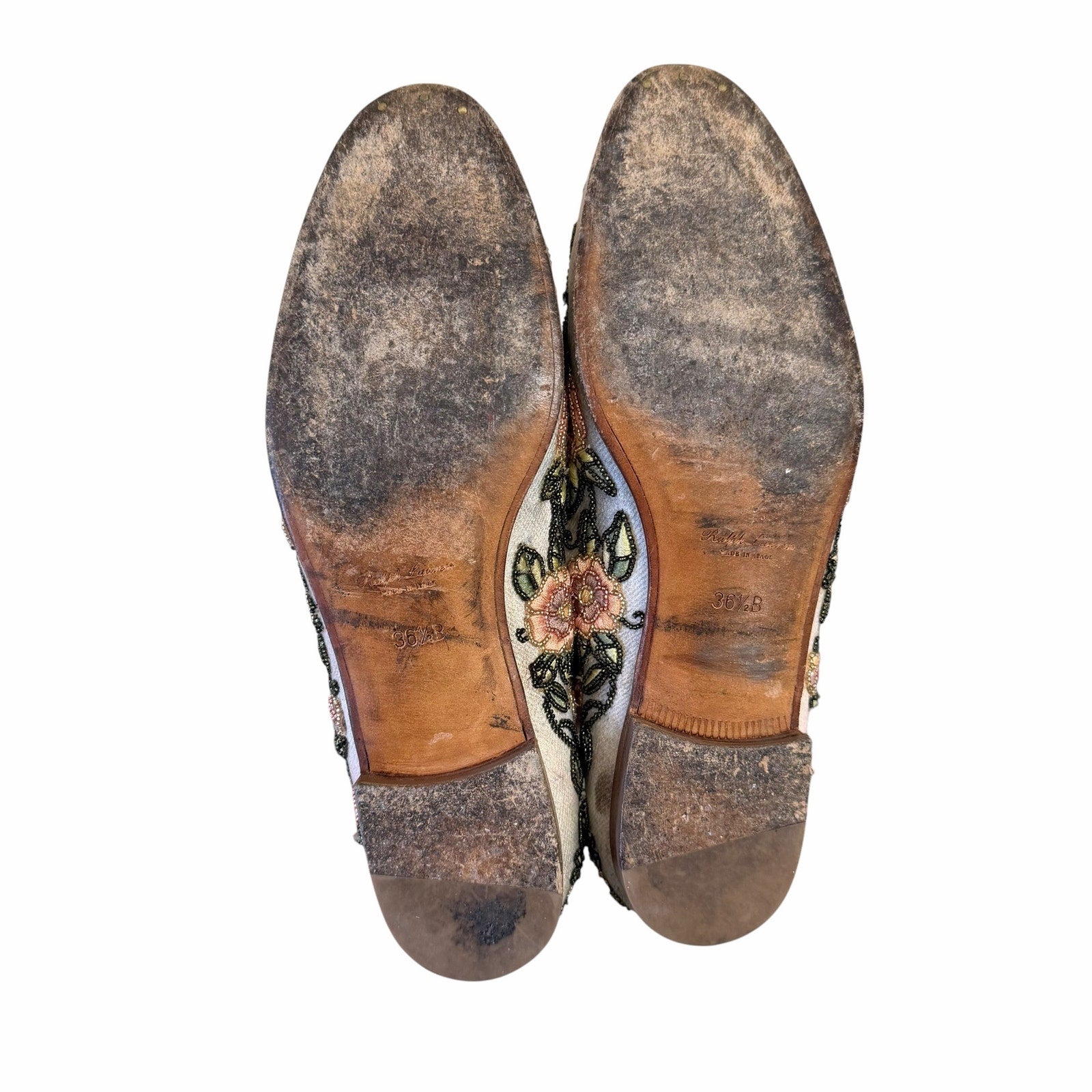 Ralph Lauren Purple Label Alonzo Embellished Denim Slipper Womens 36.5 / US 6.5