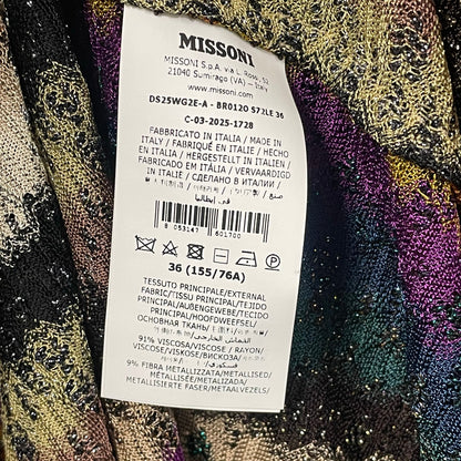 NWT Missoni Stripe Twist Front Raschel Mesh Maxi Dress Multicolor IT 36 / US 0