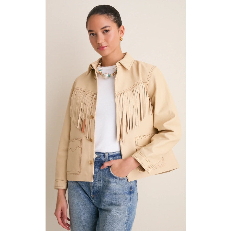 The Great Toasted Almond Leather Fringe Jacket Size 2 / US Medium Western