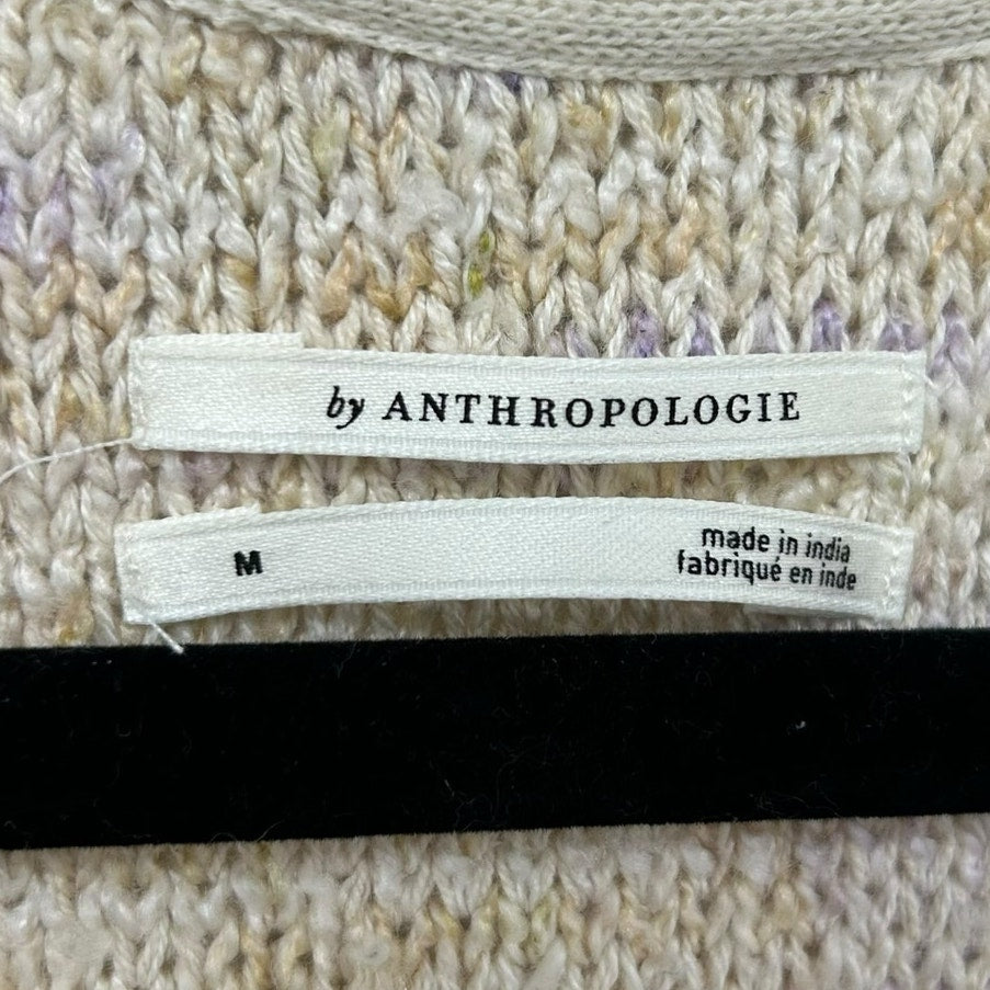 by Anthropologie Tan Multicolor Gardenia Button-Up Sweater Vest Womens Medium