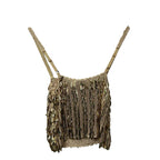 NWT Alice + Olivia Sand Gold Nicolette Allover Sequin Camisole Tank Womens XS