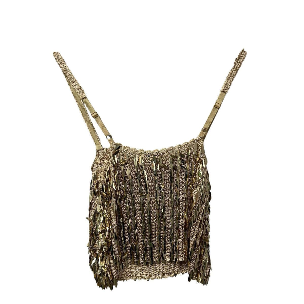 NWT Alice + Olivia Sand Gold Nicolette Allover Sequin Camisole Tank Womens XS
