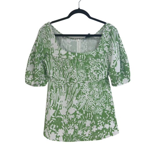 NWT Tuckernuck Nealy Corset Green Garden Floral Puff Sleeve Top Medium