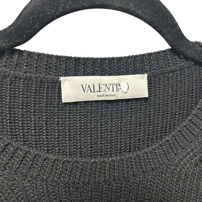 Valentino Black Rockstud Embellished Ruffle Pullover Wool Sweater Womens Medium