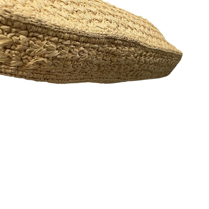 Celine Cabas Triangle Raffia and Calfskin Leather Tote Handbag in Natural / Tan