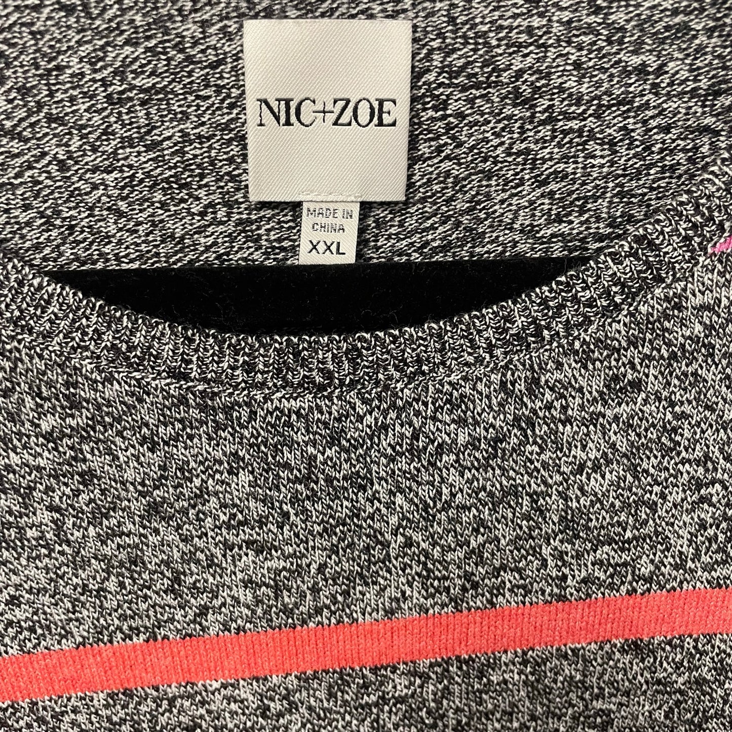 Nic + Zoe Multicolor Striped Long Sleeve Knit Crewneck Top Womens XXL