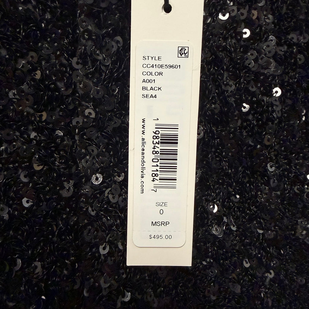 NWT Alice + Olivia Conry Sequin Cuff Short Black High Rise Womens Size 0