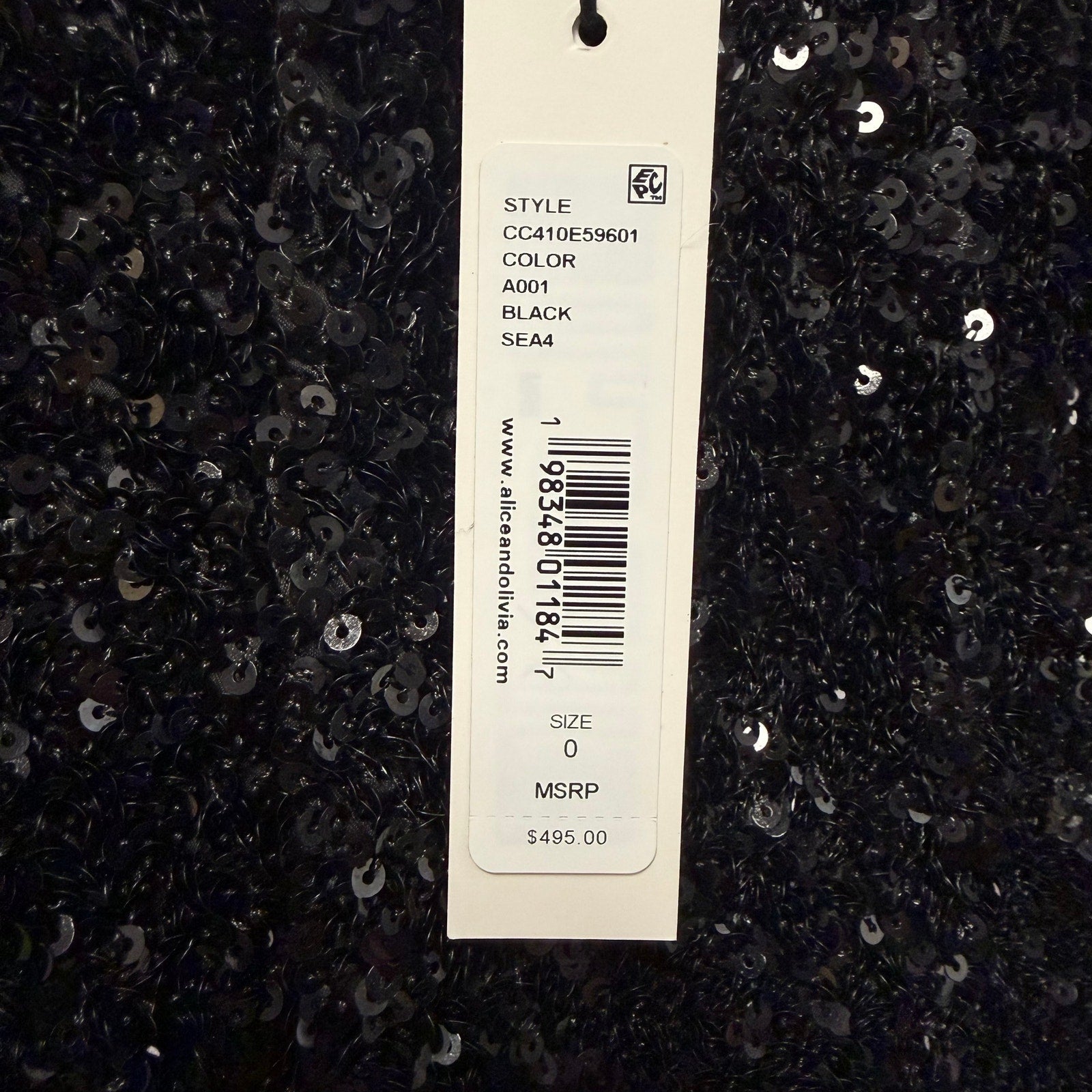 NWT Alice + Olivia Conry Sequin Cuff Short Black High Rise Womens Size 0