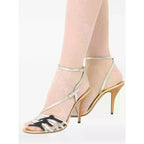 Valentino Garavani Gold Silver Black Nodine 100mm Sandals Womens 39 / US 9