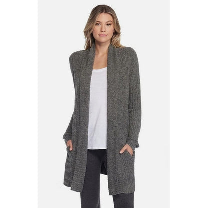 Barefoot Dreams Grey CozyChic Lite Knit Montecito Cardigan Sweater Womens XL