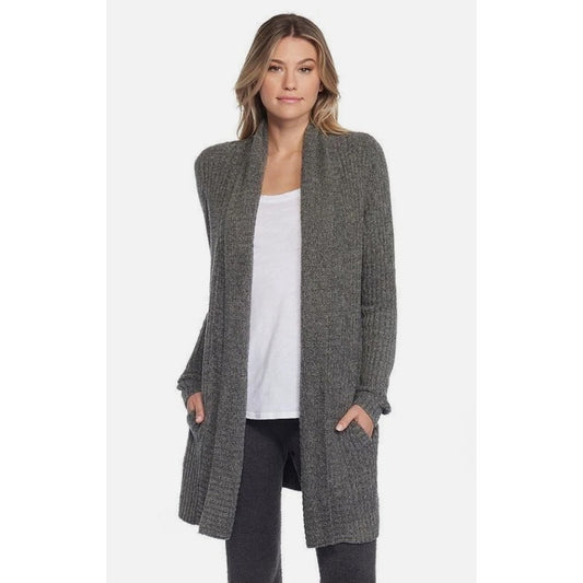 Barefoot Dreams Grey CozyChic Lite Knit Montecito Cardigan Sweater Womens XL