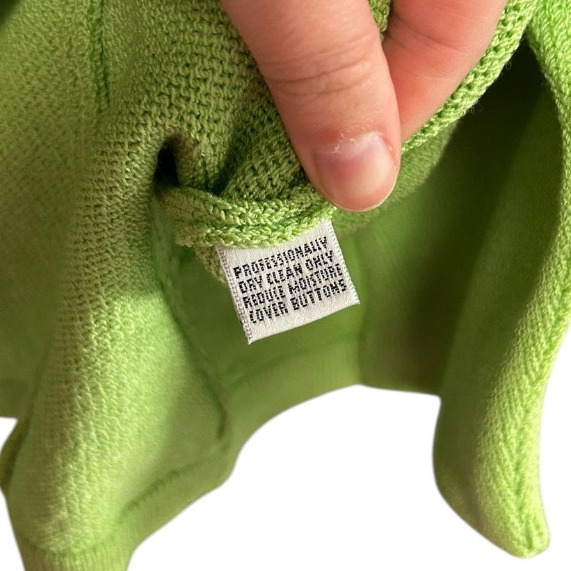 Vintage St. John Collection by Marie Gray Lime Green Short Sleeve Knit Jacket 8