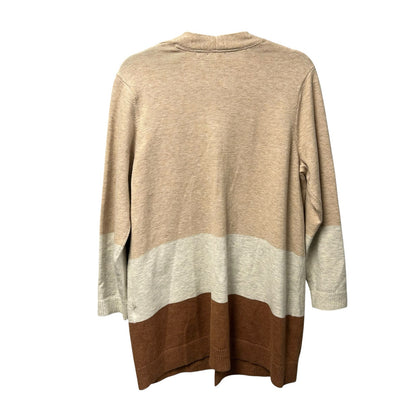 J. Jill Beige Cream Brown Color Block Button Up Cardigan Sweater Womens Large