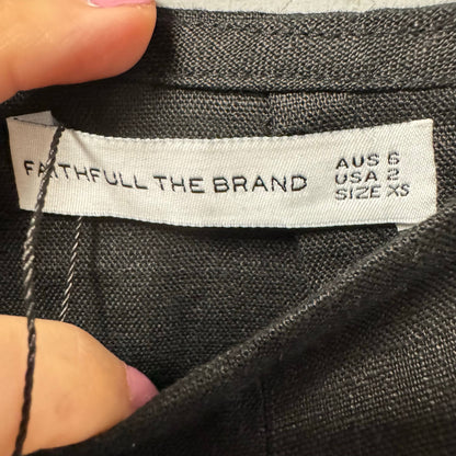 NWT Faithfull The Brand Black High Rise Wide Leg Linen Arto Pants Womens 2