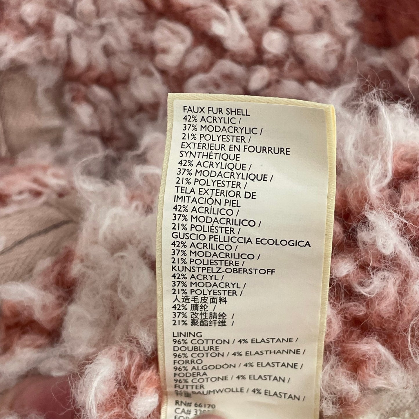 By Anthropologie Brenna Faux Fur Coat Pink Sherpa Teddy Womens Size XS