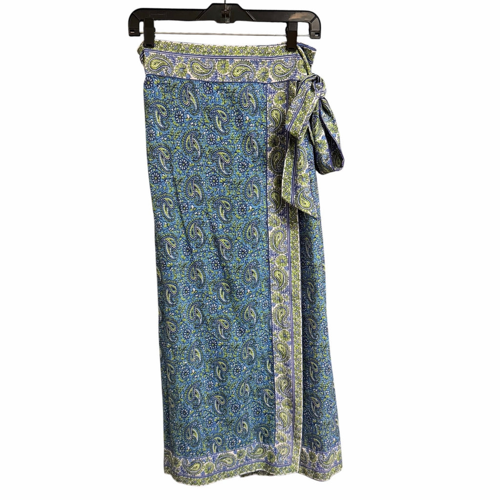 NWT Veronica Beard Amura Wrap Skirt Electric Blue Multi Pailsey Womens XS
