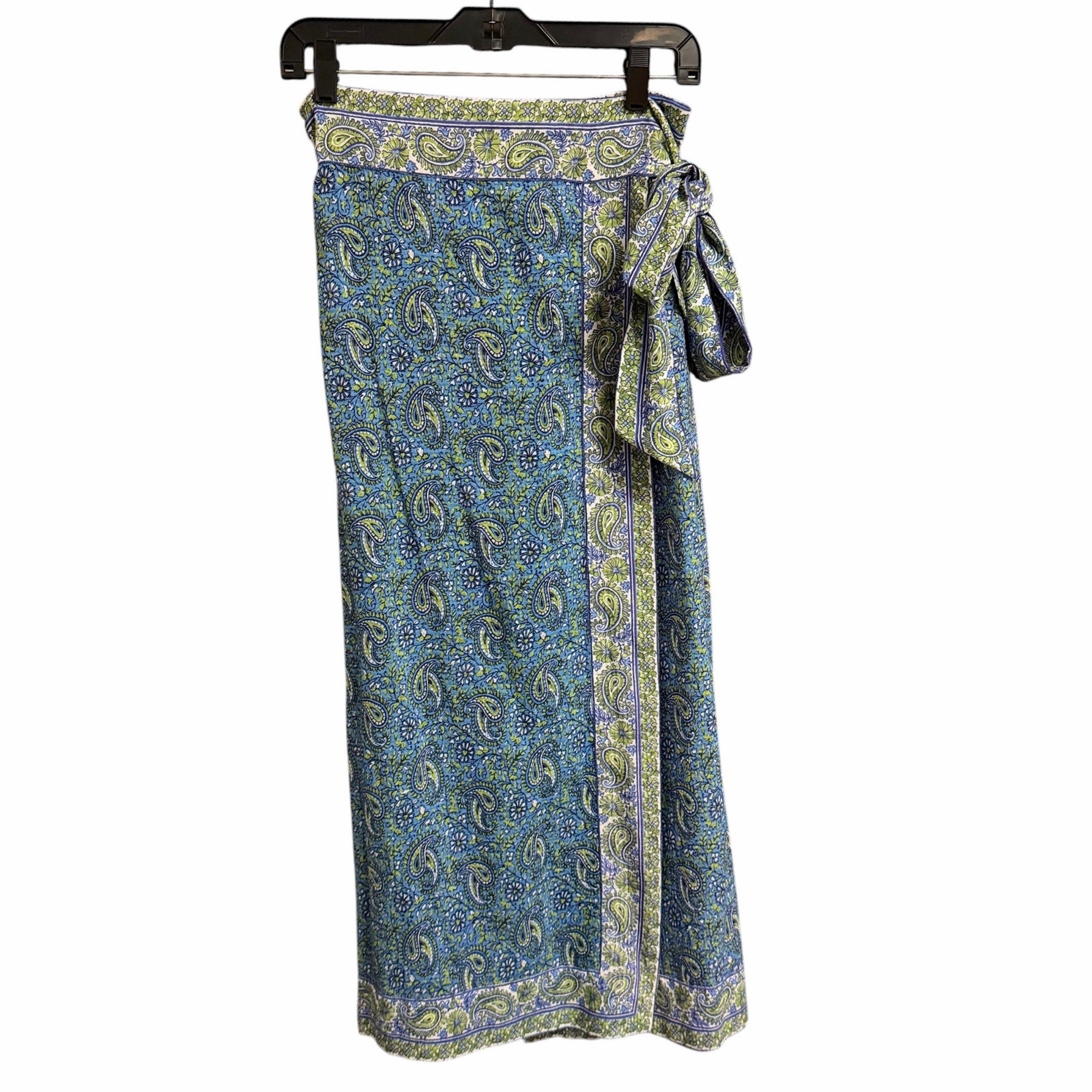 NWT Veronica Beard Amura Wrap Skirt Electric Blue Multi Pailsey Womens XS