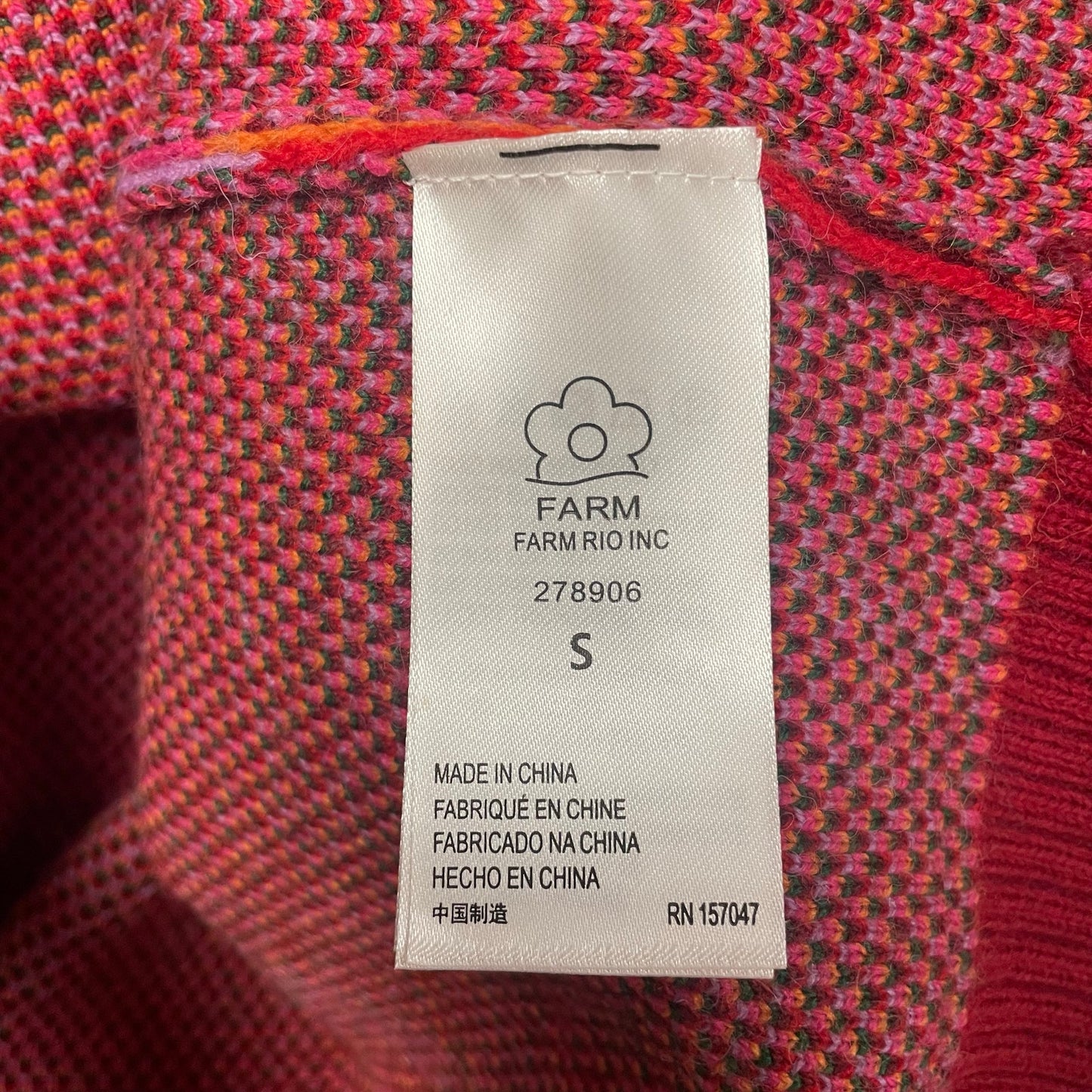 Farm Rio x Anthropologie Cold Shoulder Crew Sweater Multicolor Knit Womens Small