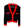 Chanel 2019 Cashmere Wool Button Up Cardigan Black Red Lion Buttons FR 36 / US 4