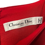 Christian Dior Paris Red Belted A Line Flare Sleeveless Midi Dress Womens US 2