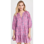 Apiece Apart Mini Mitte Dress Sunfaded Floral Pink Blue Organic Cotton Small