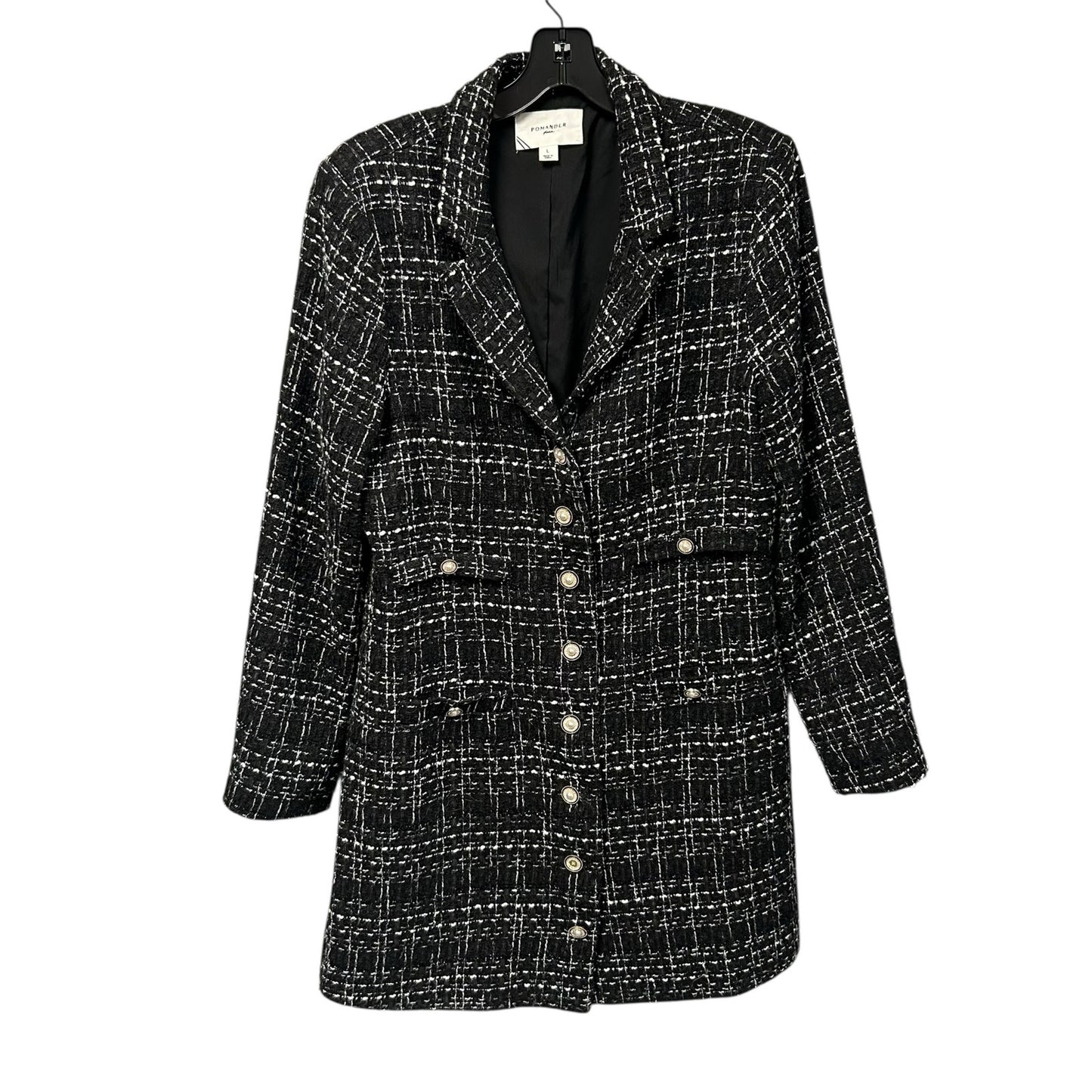 Pomander Place Tuckernuck Black White Tweed Stacie Mini Dress Womens Large