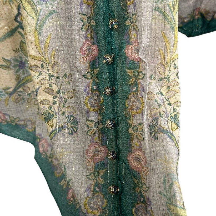 NWT Zimmermann Cream Scarf Floral Indra Billow Cotton Silk Blouse Womens US 4