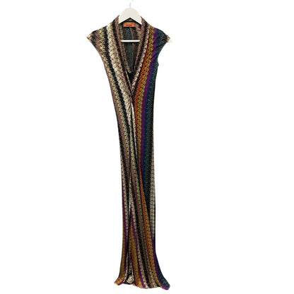 NWT Missoni Stripe Twist Front Raschel Mesh Maxi Dress Multicolor IT 36 / US 0