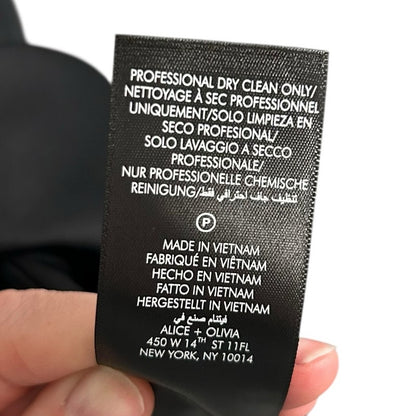 NWT Alice + Olivia Black White Morgan Babydoll Bow Detail Mini Dress Womens 4