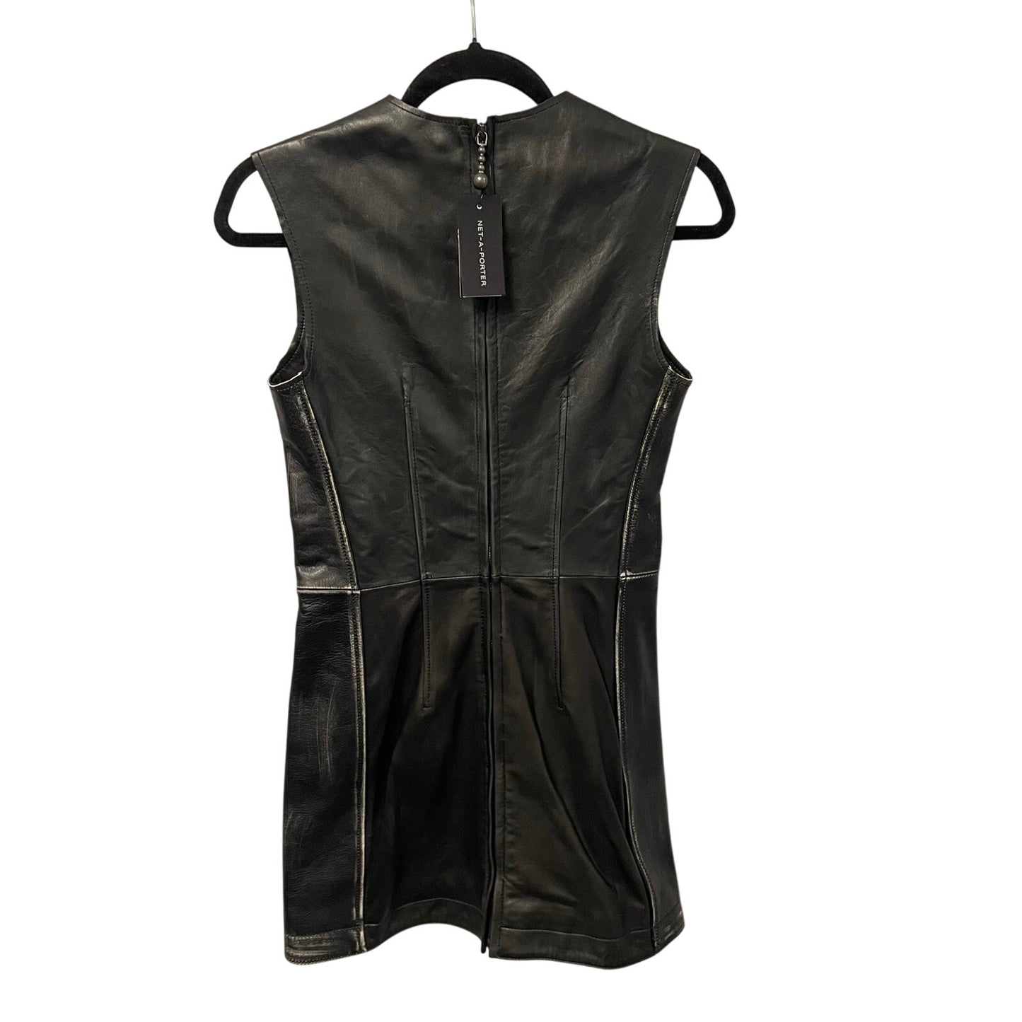 NWT Acne Studios Black Paneled Leather Mini Dress Womens 34 / US 2