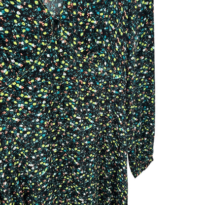Jigsaw Green Multi Button Front Modern Ditsy Floral Print Tea Dress Womens US 6