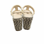 Valentino Garavani Rockstud Torchon Espadrille Caged Wedge Sandals Ivory US 9