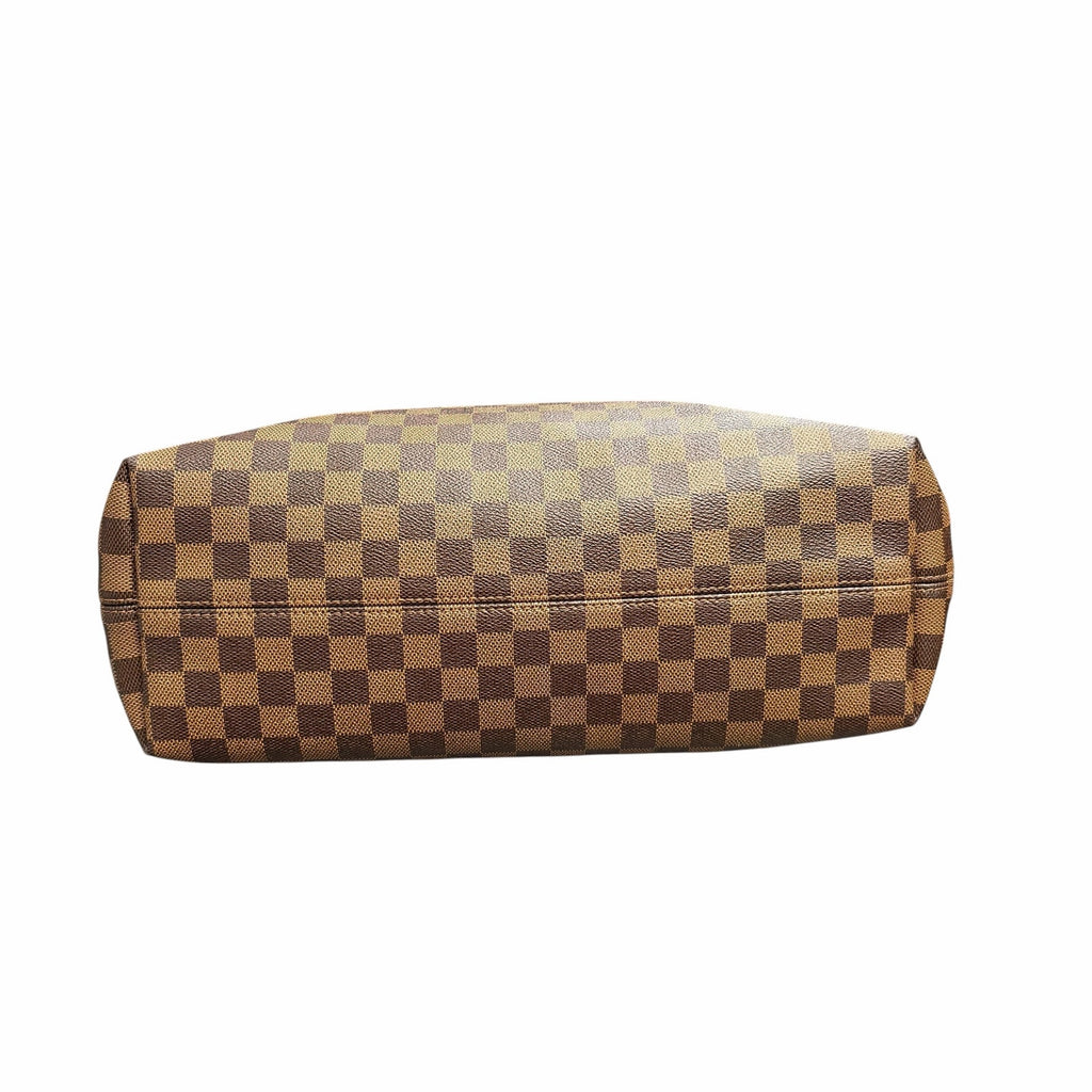 Louis Vuitton Damier Ebene Graceful Hobo PM Handbag Brown Logo Red Lining