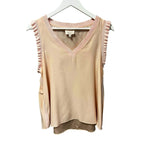Cinq a Sept Pink Lenore V Neck 100% Silk Ruffle Sleeveless Top Womens Large