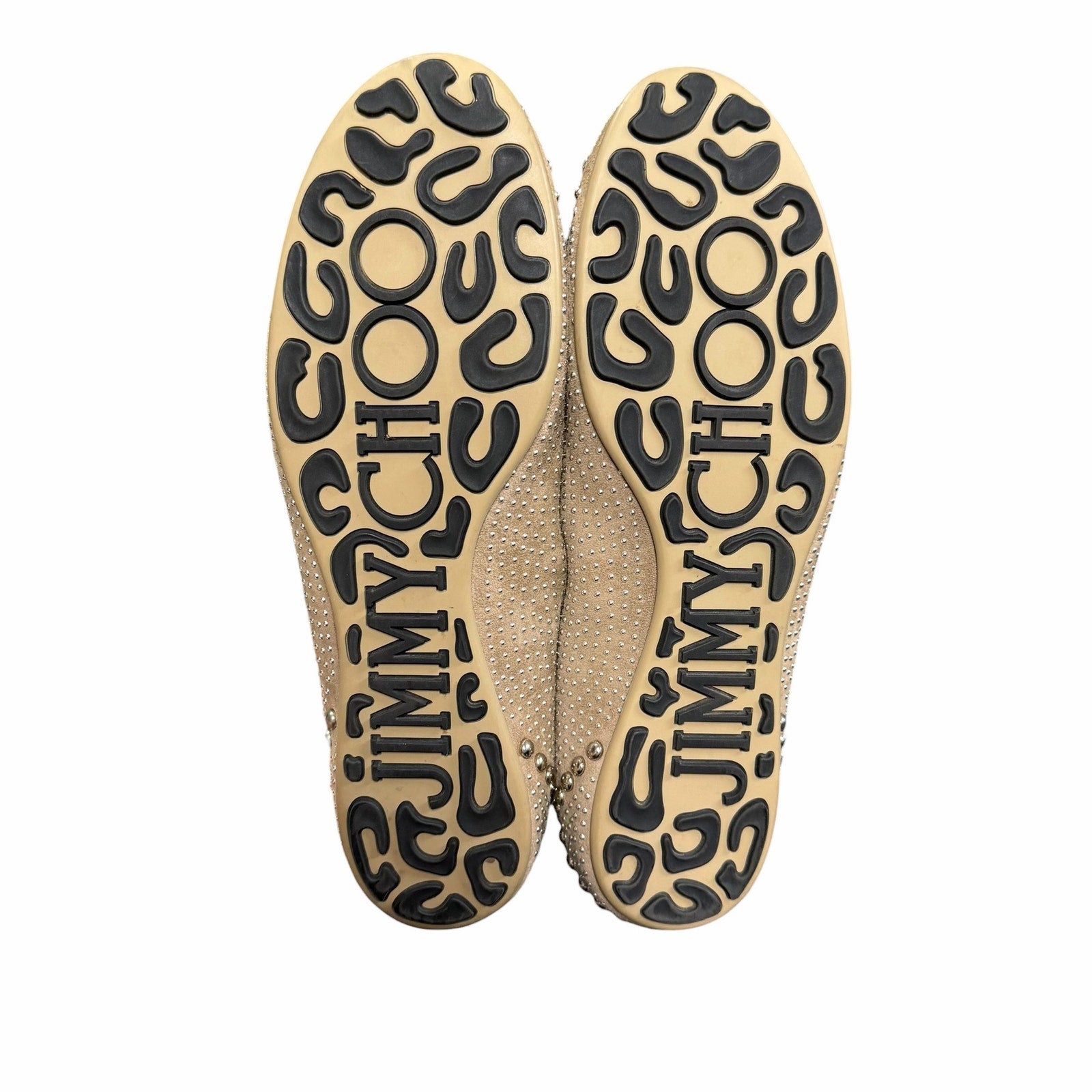 Jimmy Choo Welda Studded Ballet Flat Beige Suede Womens 39.5 / US 9.5