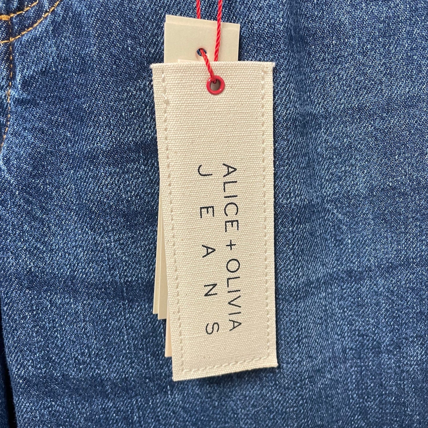 NWT Alice + Olivia Amazing Low Rise Baggy Jean Dark Rinse Star Embellished 24