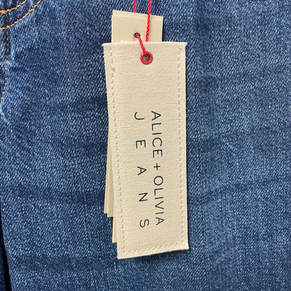 NWT Alice + Olivia Amazing Low Rise Baggy Jean Dark Rinse Star Embellished 24