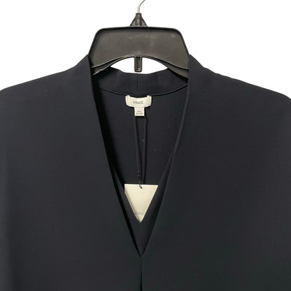 NWT Vince Coastal Crepe Elbow Sleeve Double V Dress Black Womens Small