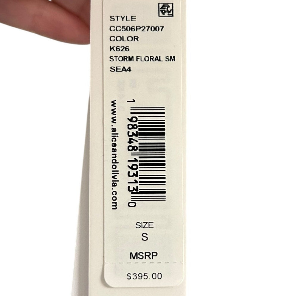 NWT Alice + Olivia Storm Floral Print Keeley Short Sleeve Blouse Womens Small