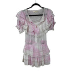 LoveShackFancy Pink & White Liv Cotton Ruffled Heritage Dress Womens Small