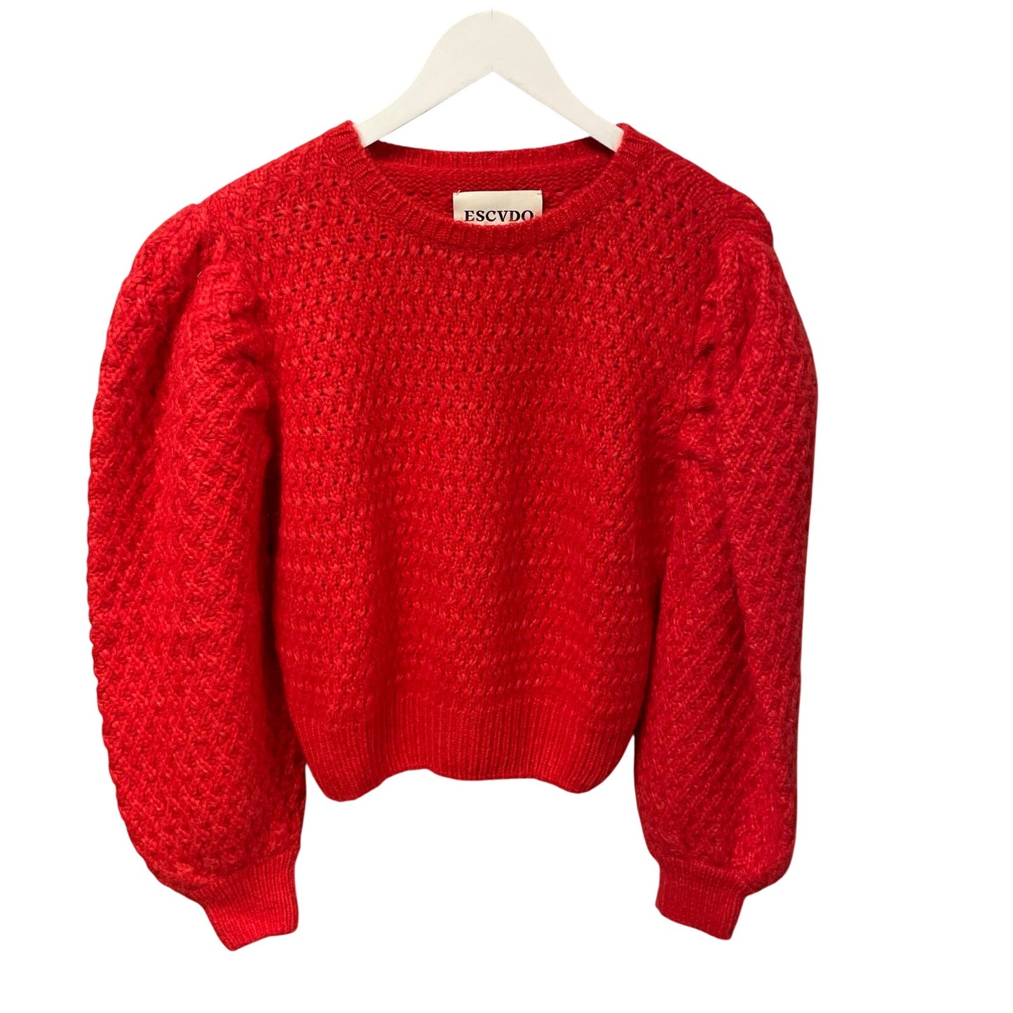 ESCVDO Pullover Puff Sleeve Milagros Sweater in Red Alpaca Blend Womens Small