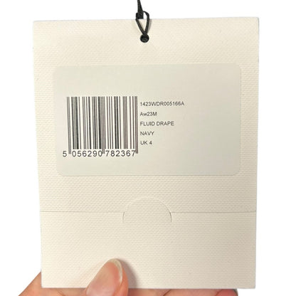 NWT Victoria Beckham Navy Gathered Draped Turtleneck Midi Dress Womens US 0