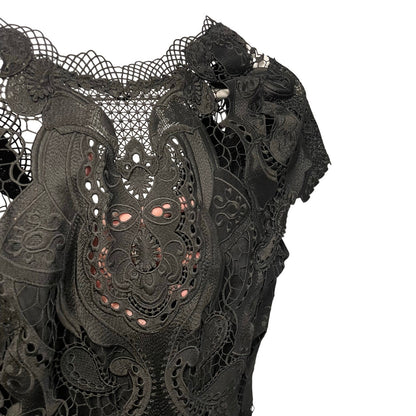 NWT Simkhai Signature Laura Lace Midi Dress Black Womens 2