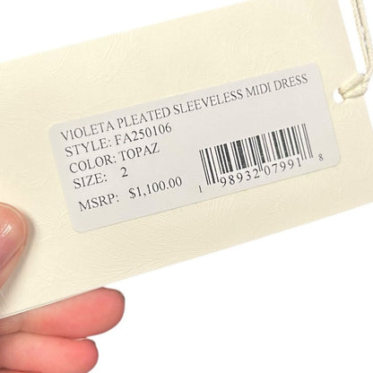 NWT Ulla Johnson Topaz  Violeta Pleated Sleeveless Midi Dress Womens Size 2