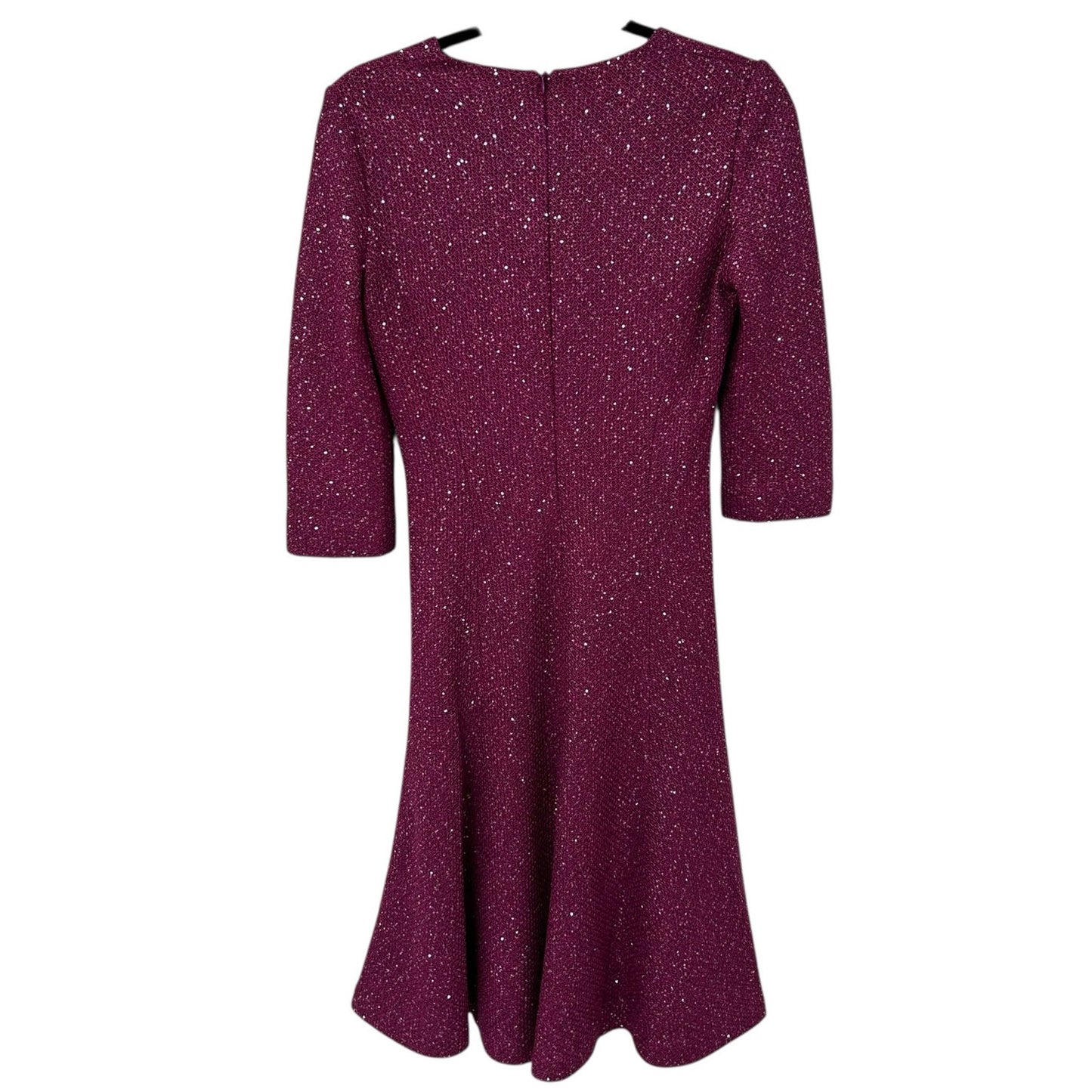 NWT St. John Ripe Berry Sequin Embellished 3/4 Sleeve V Neck Dress Womens 4
