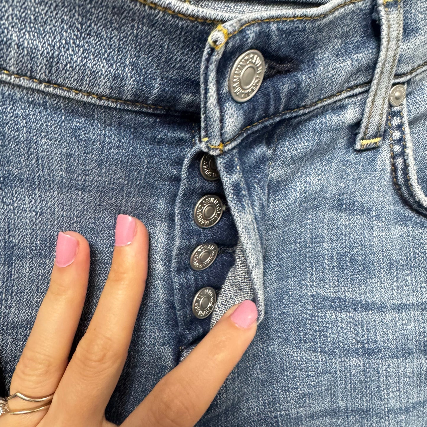7 For All Mankind Dark Wash High Rise Button Up Straight Denim Jeans Womens 26