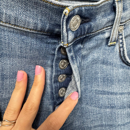 7 For All Mankind Dark Wash High Rise Button Up Straight Denim Jeans Womens 26
