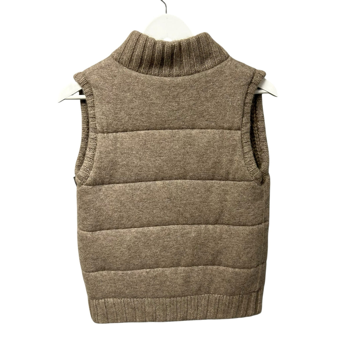 NWT Henry Christ Brown Cable Knit Zip Up Reversible Cashmere Vest XS Neutral