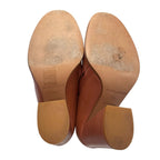 See By Chloe Brown Leather Side Zip Flared Block Heel Ankle Bootie Size 37 US 7