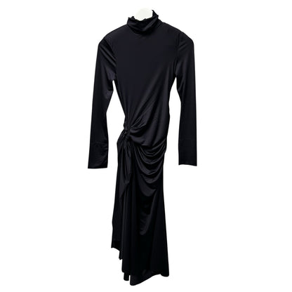 NWT Victoria Beckham Navy Gathered Draped Turtleneck Midi Dress Womens US 0